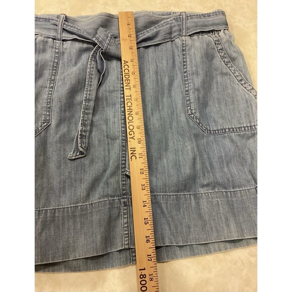 Express Chambray Belted Pockets 100% Cotton Skirt Sz M Stretch Hippie - Picture 4 of 8